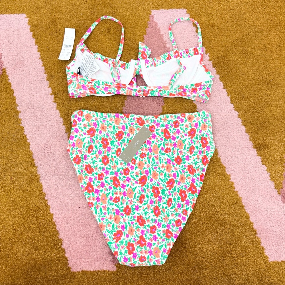 J.Crew Storybook Floral Bikini Set 34B Underwire Top High Waist Bottom Small NWT - Picture 5 of 7